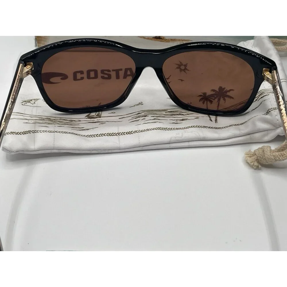 Costa Del Mar Sunglasses SAR‎ 11 Sarasota Shiny Black / Silver Mirror 580G Case